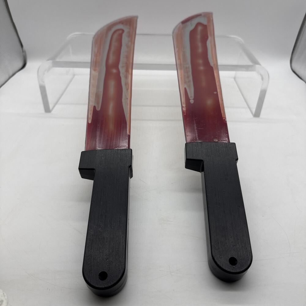 2 Halloween Bleeding Machetes Costume Accessories Plastic Prop Jason Slasher